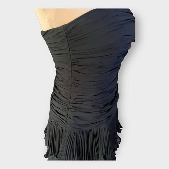WHBM Women’s Strapless Ruched Bodice Pleated Bottom Cocktail Dress 4 Black - Picture 5 of 9